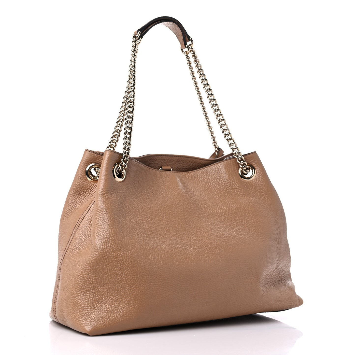 Pebbled Calfskin Medium Soho Chain Shoulder Bag Camelia
