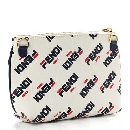 Fendi X FILA Vitello Mania Medium Pyramid Cosmetic Case White Blueberry 3 of 8