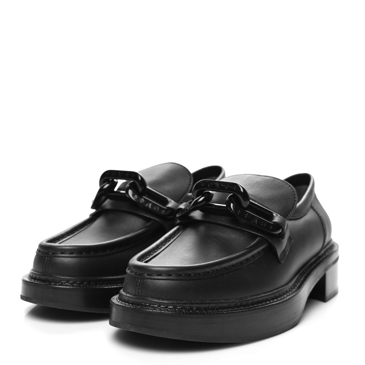 Calfskin Oversized Chain Academy Loafers 39 Black