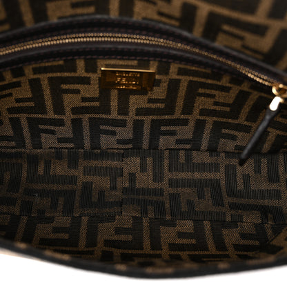 Fendi Fabric Jacquard FF 1974 Medium Baguette Tobacco Moro Black 5 of 10