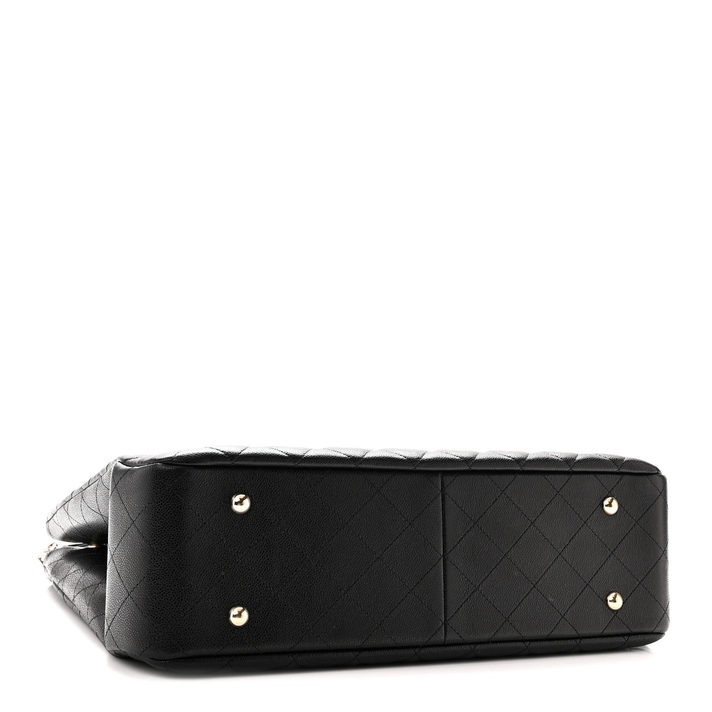 Caviar Quilted Large Classic Shopping Tote Black