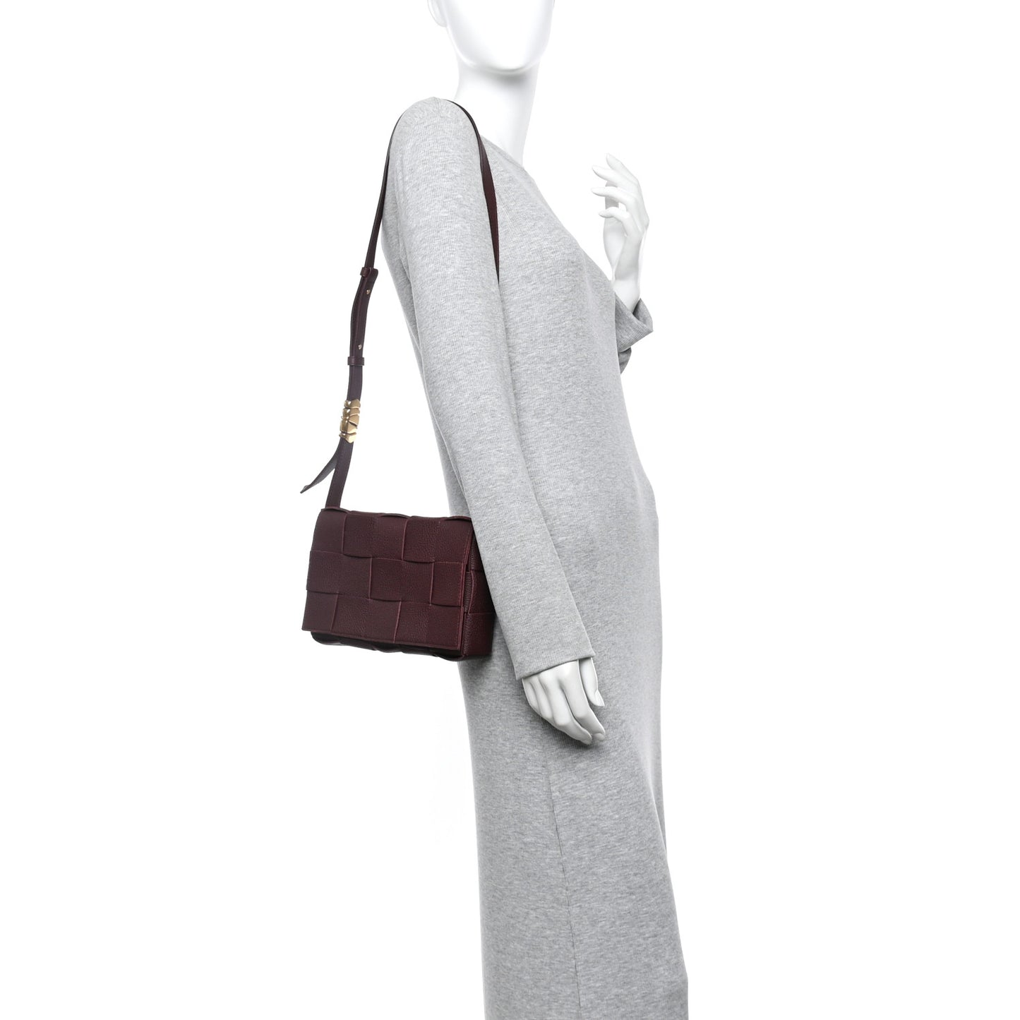 Grained Calfskin Maxi Intrecciato Cassette Crossbody Bag Bordeaux