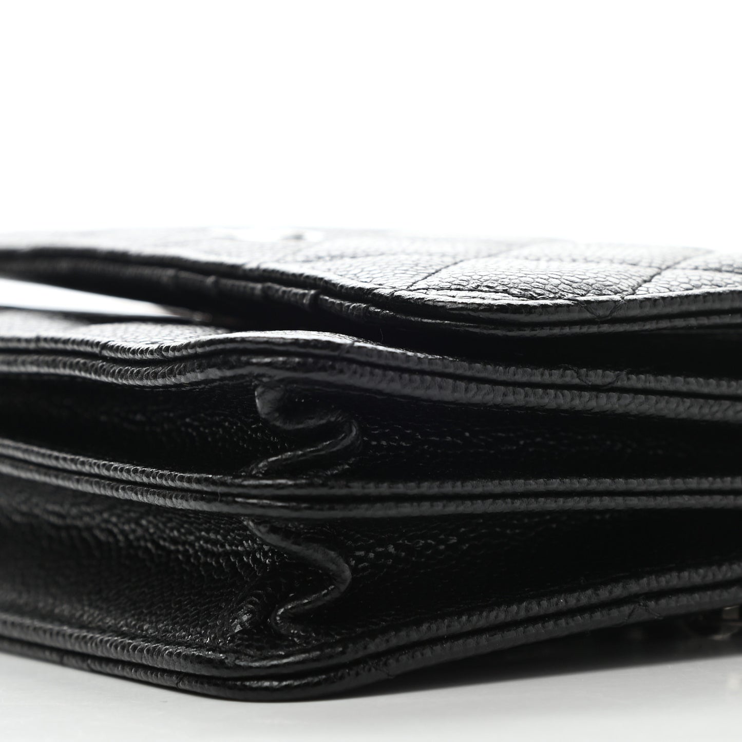 Caviar Quilted Mini Wallet On Chain WOC Black