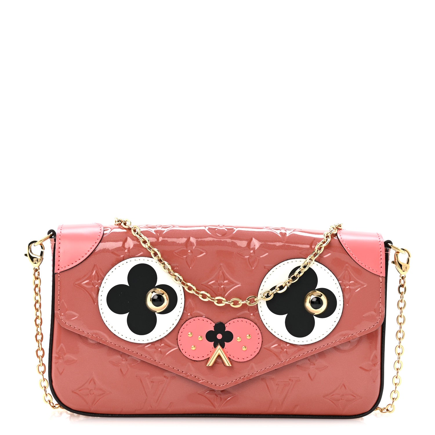 Louis Vuitton Vernis Valentine Dog Pochette Felicie Chain Wallet Pink 1 of 12