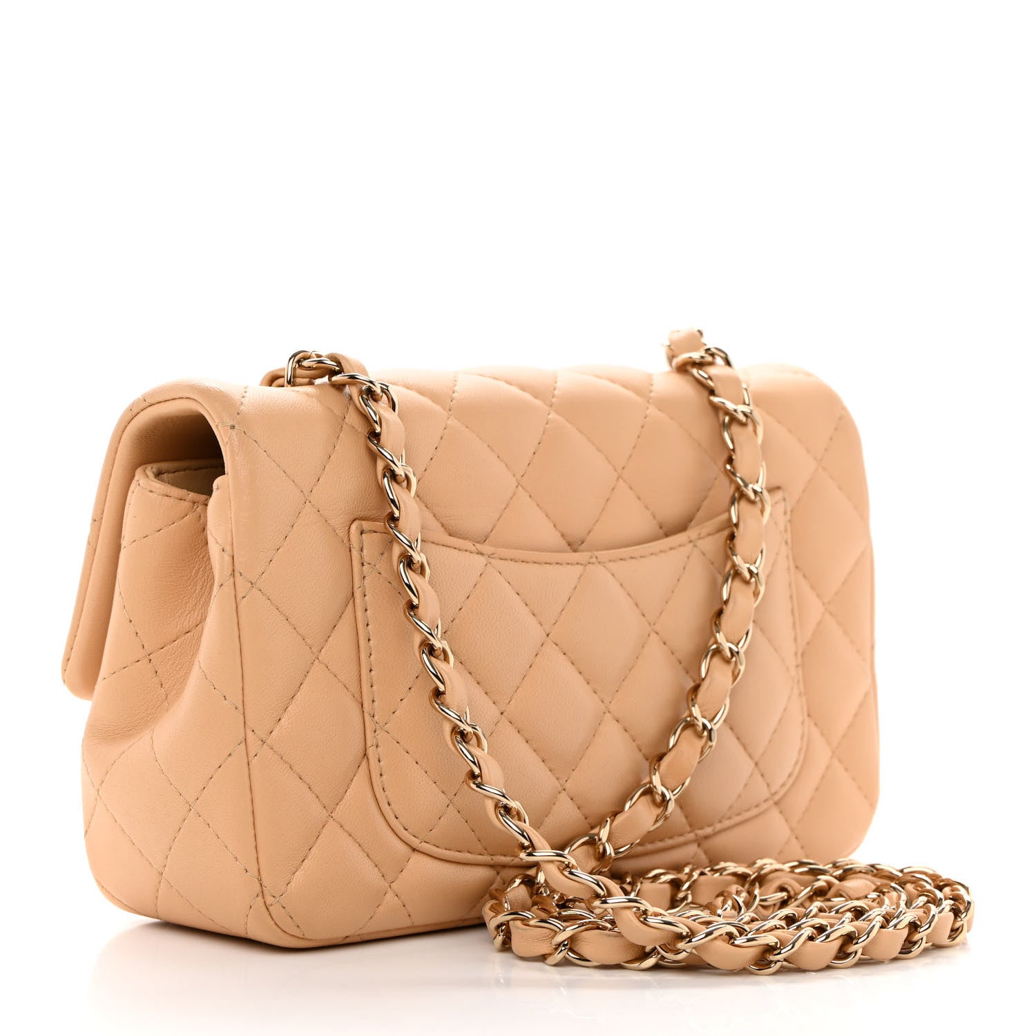Chanel Lambskin Quilted Mini Rectangular Flap Beige 3 of 12