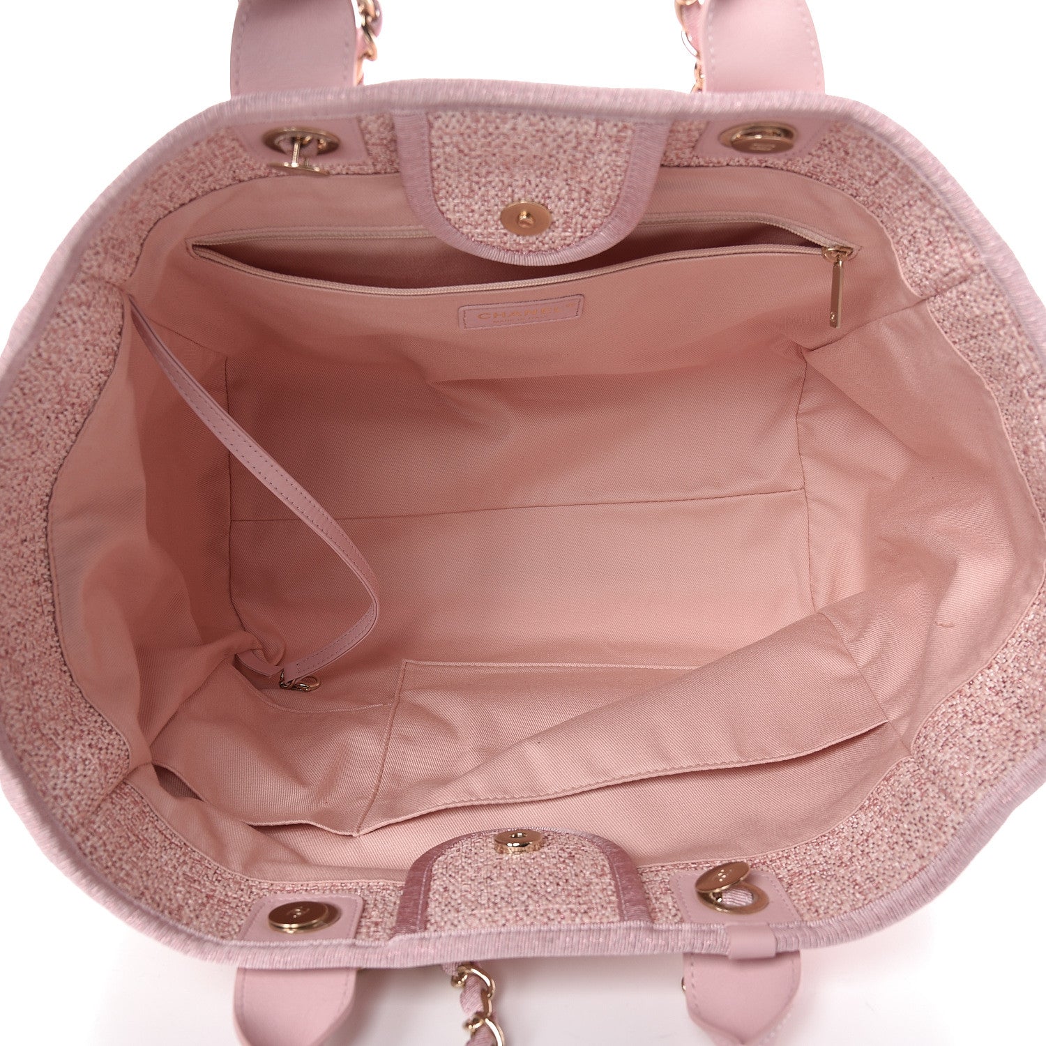 Chanel Straw Lurex Large Deauville Tote Pink 5 of 10