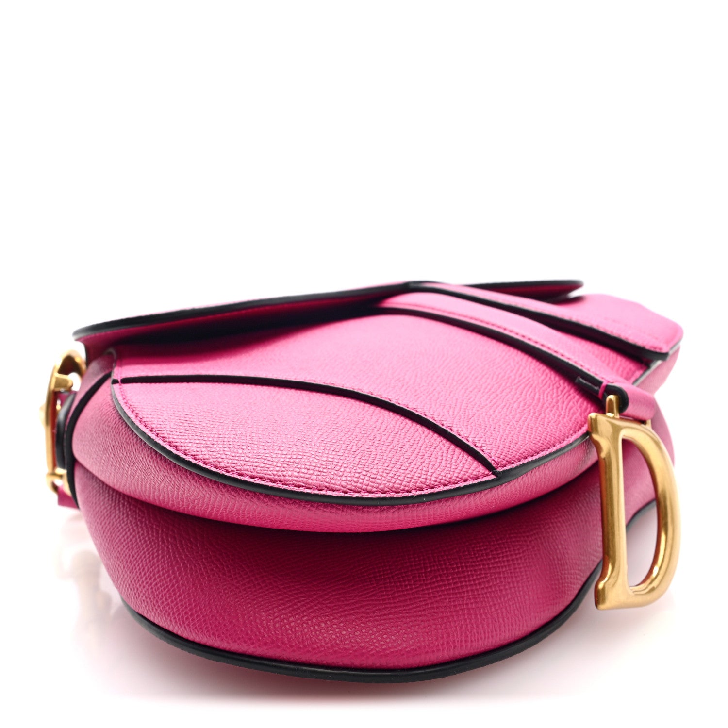 Christian Dior Grained Calfskin Saddle Bag With Strap Fuchsia 7 of 19