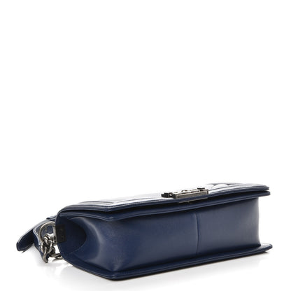 Chanel Caviar Chevron Quilted Medium Boy Flap Navy 5 of 9