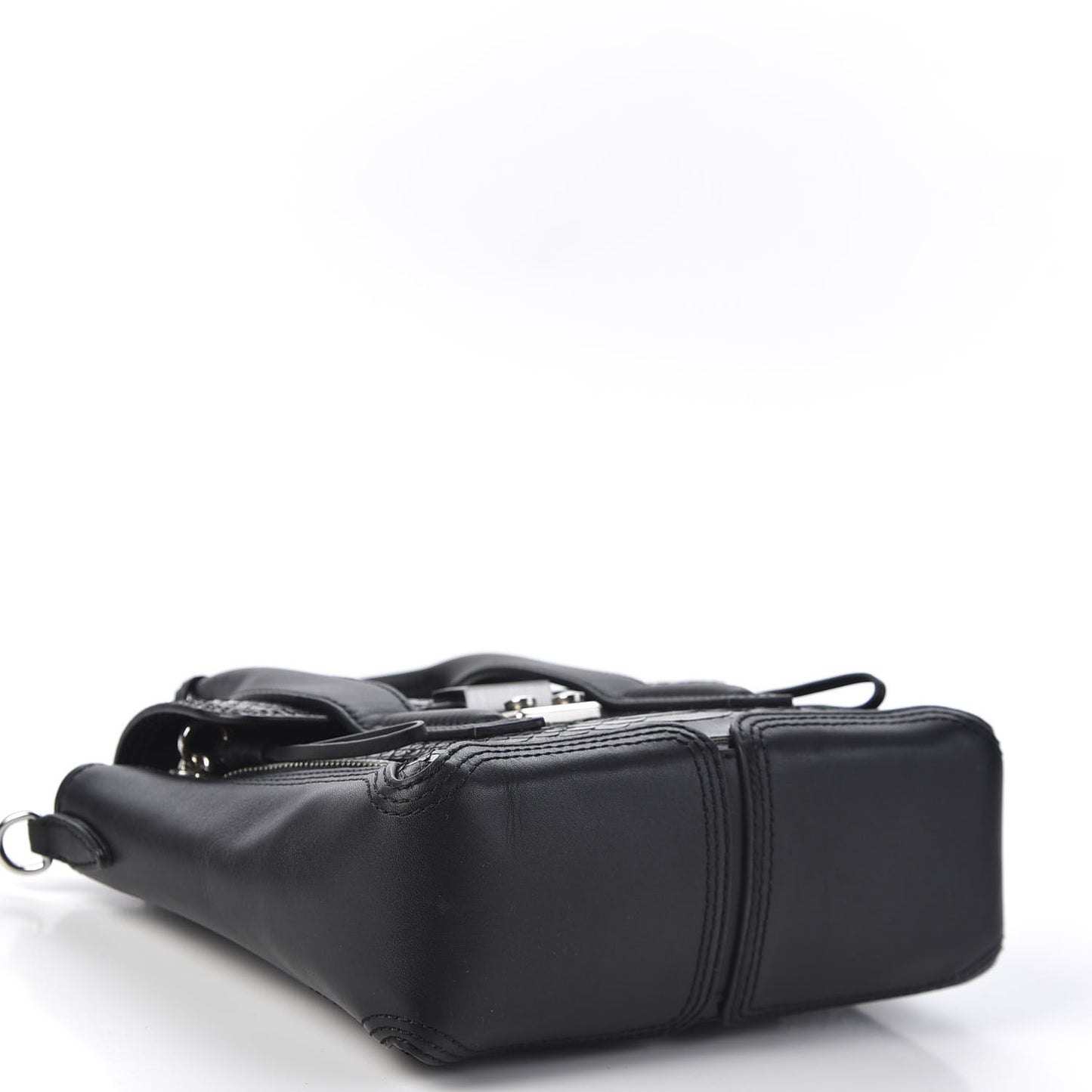 3.1 Python Calfskin Embossed Mini Pashli Satchel Black Nude