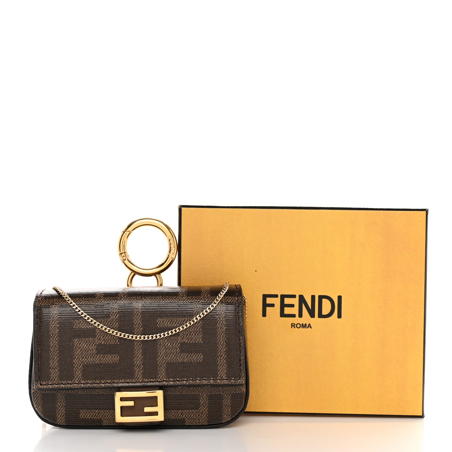 Glazed Fabric FF 1974 Nano Baguette Charm Mogano Panna