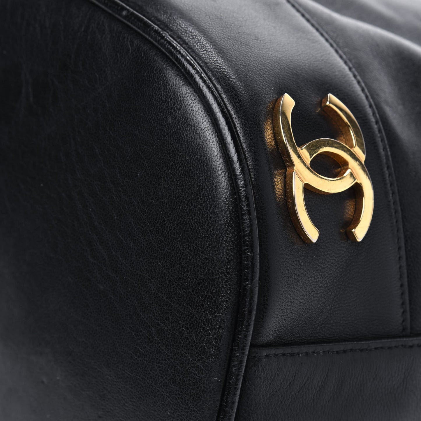 Lambskin Drawstring Bucket Bag Black