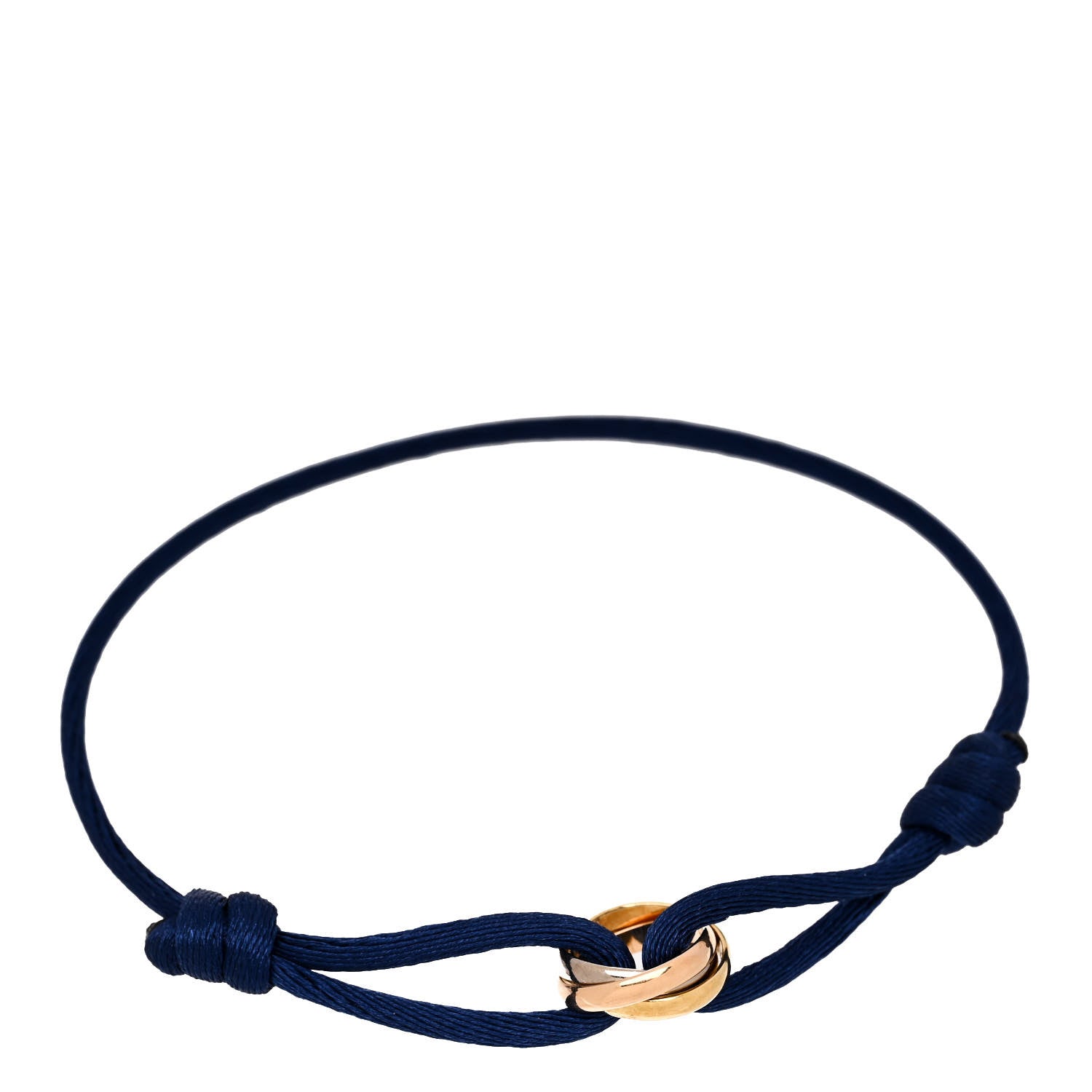 Cartier 18k Pink Yellow White Gold Trinity Adjustable Cord Bracelet Blue 1 of 4