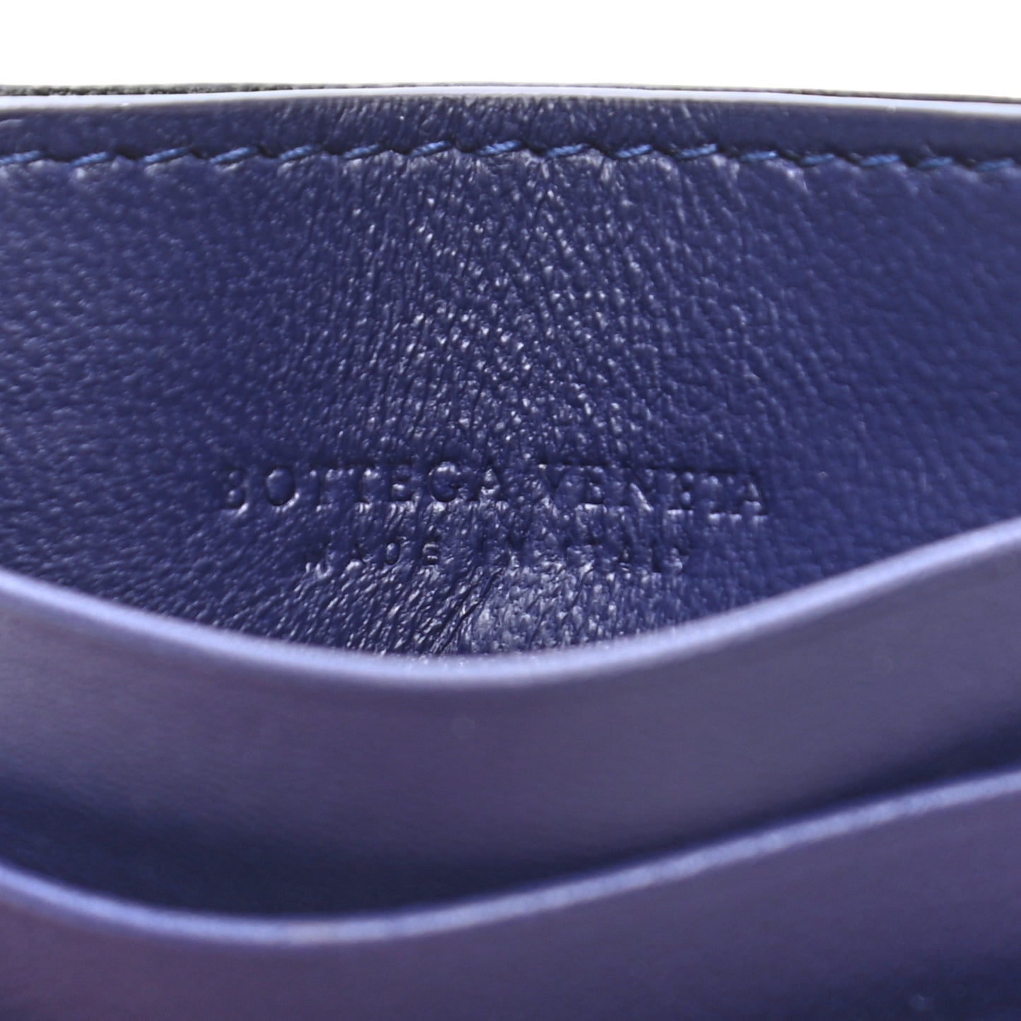 Nappa Intrecciato Woven Bi-Color Card Holder Blue Aqua