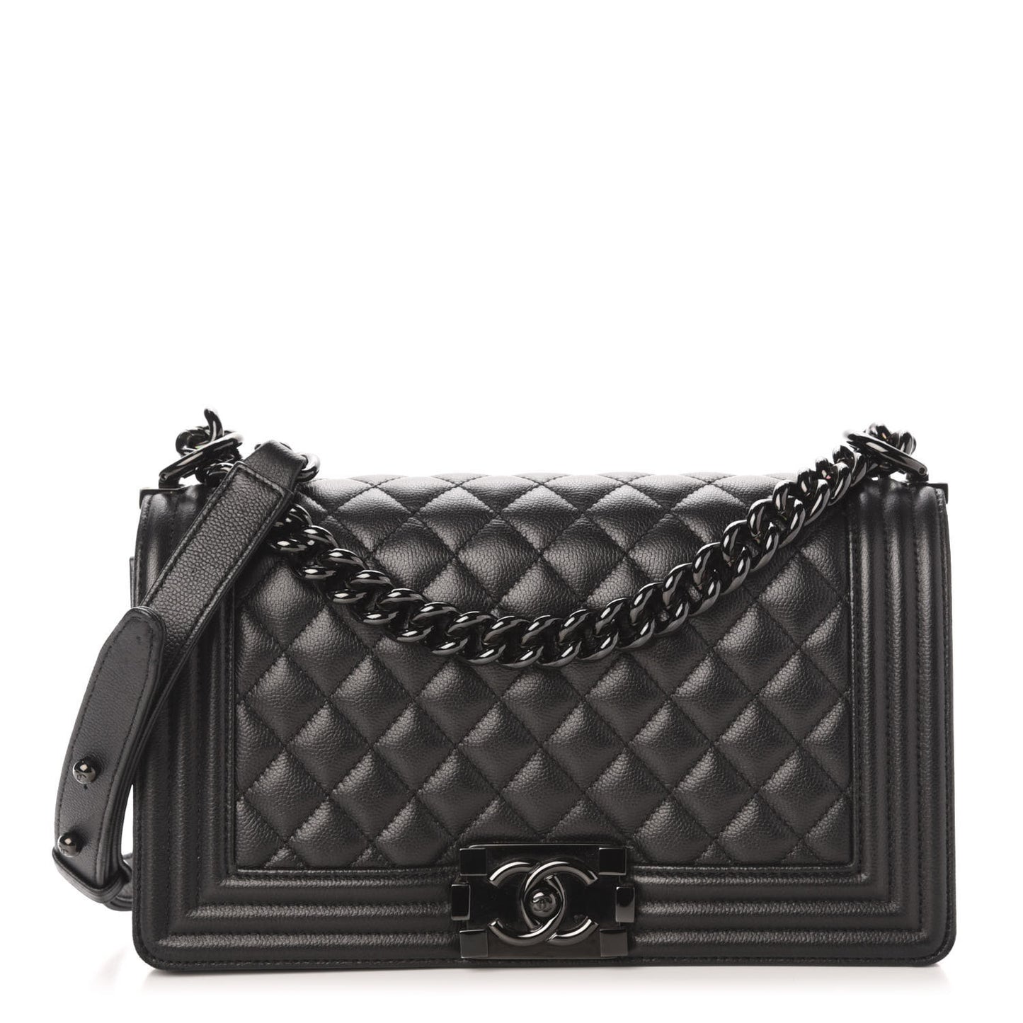 Caviar Quilted Medium Boy Flap So Black