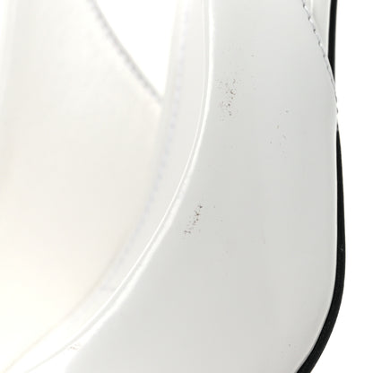 Prada Spazzolato Triangle Logo Pointed Toe 75mm Slingback Pumps 38 White 10 of 13