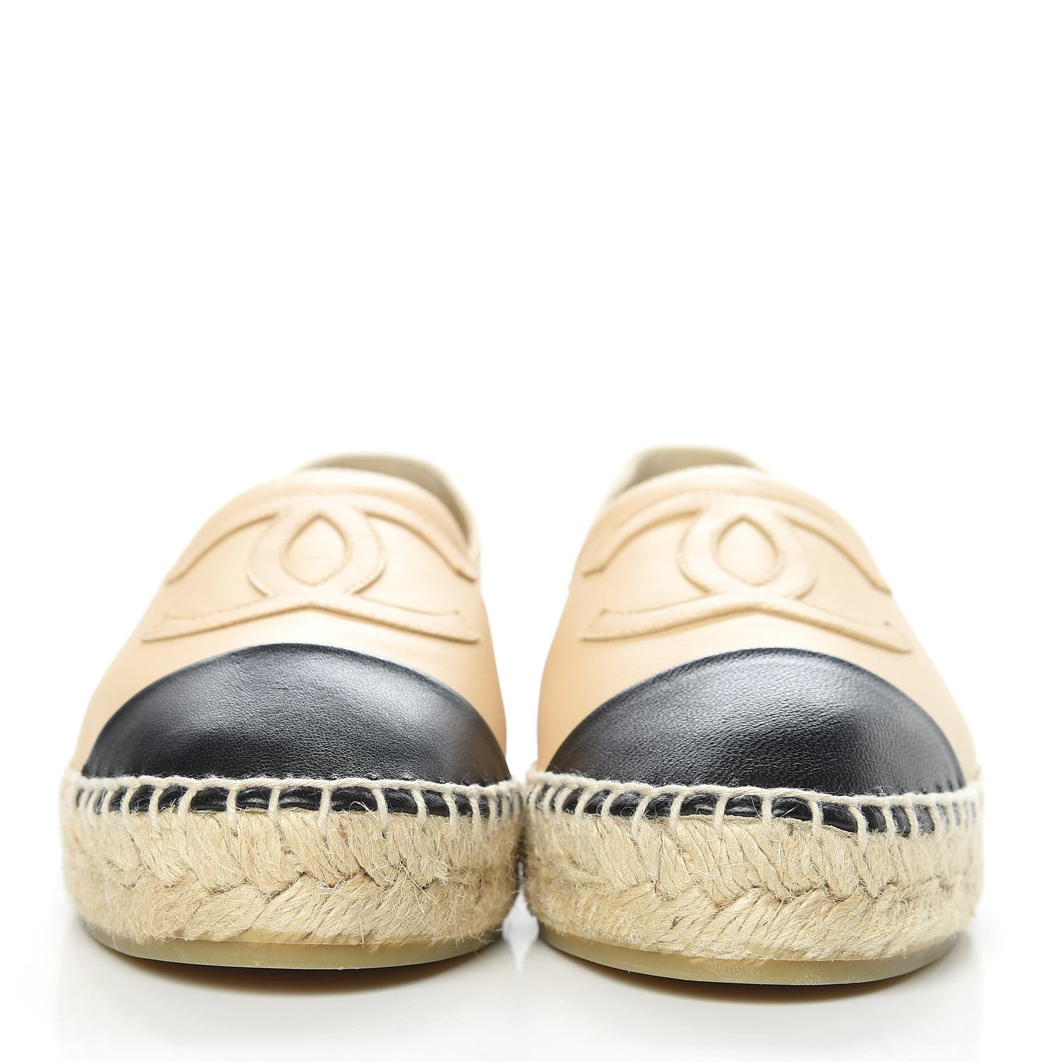 Chanel Lambskin CC Espadrilles 35 Beige Black 2 of 9