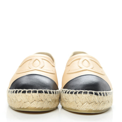 Chanel Lambskin CC Espadrilles 35 Beige Black 2 of 9
