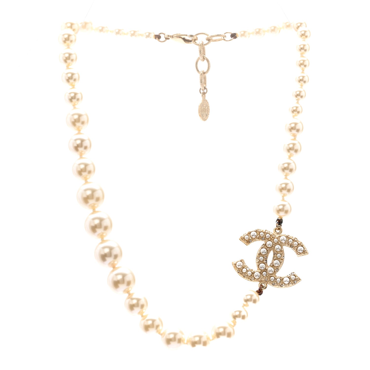 Chanel Pearl CC 100th Anniversary Necklace Light Gold 3 of 6