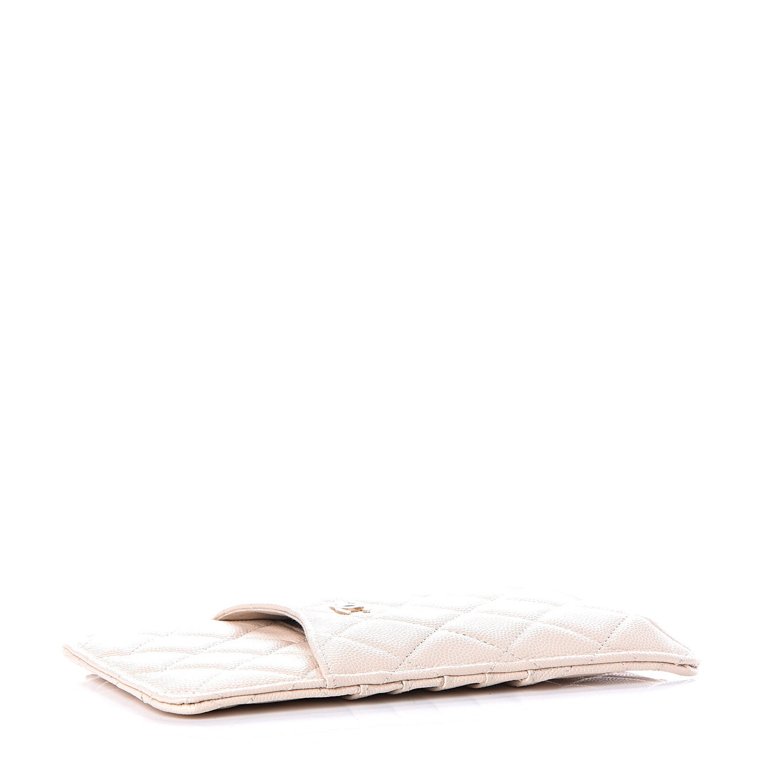 Chanel Caviar Quilted Classic Flat Wallet Pouch Light Beige 3 of 10
