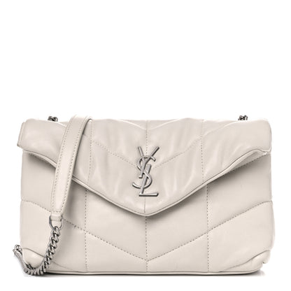 Saint Laurent Lambskin Quilted Toy Loulou Puffer Monogram Chain Satchel Crema Soft 1 of 18