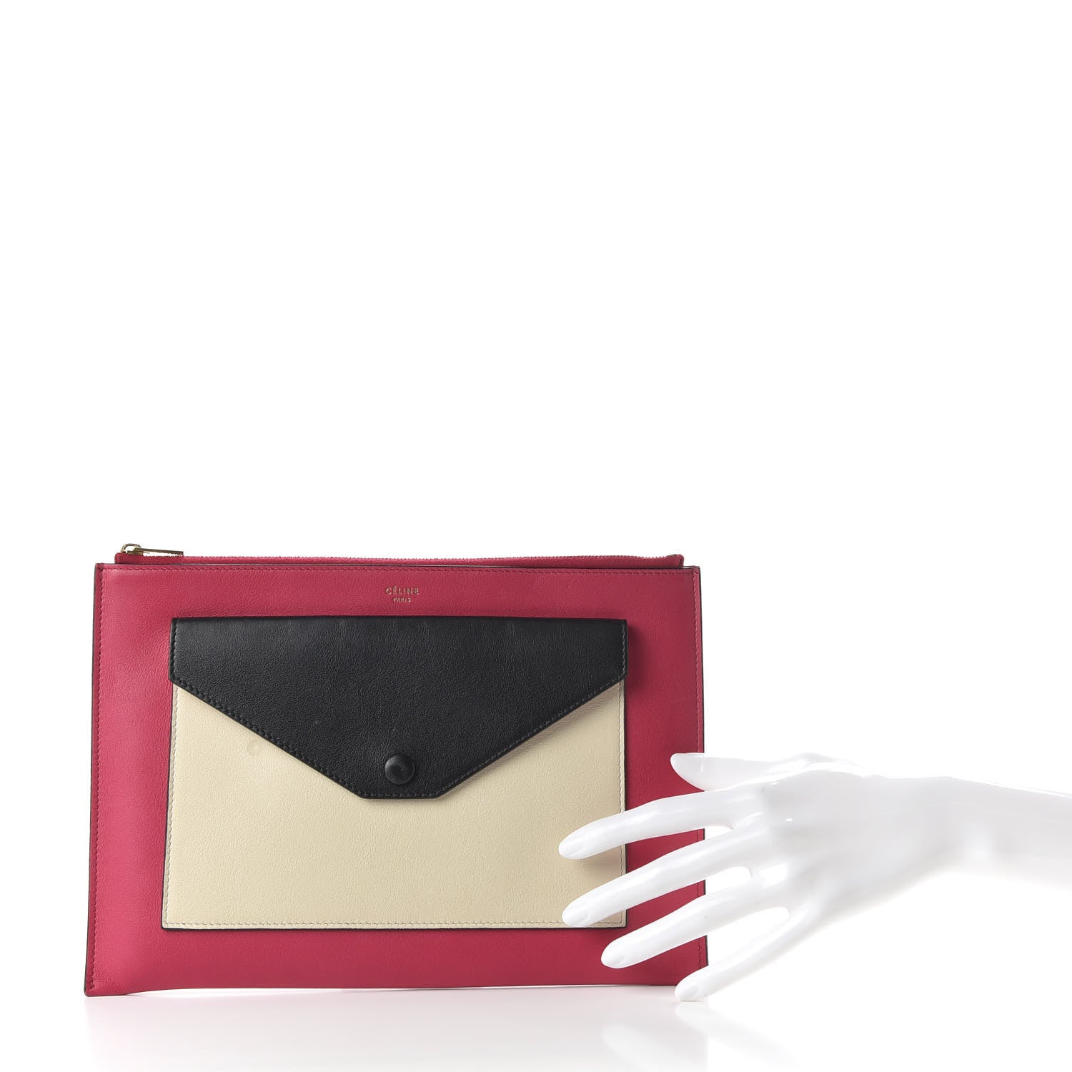 Celine Calfskin Flap Pocket Clutch Fuchsia 2 of 8