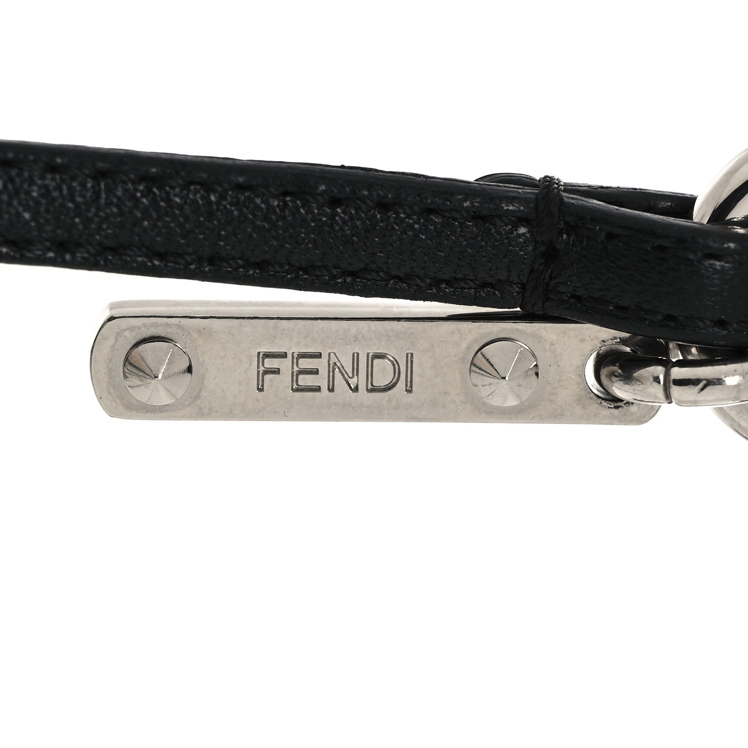 Fendi Fox Mink Goat Fur Karlito Bag Charm Black White Verde 3 of 4
