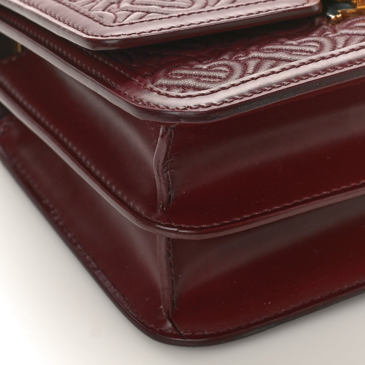 Calfskin Monogram Embossed Small TB Chain Bag Oxblood