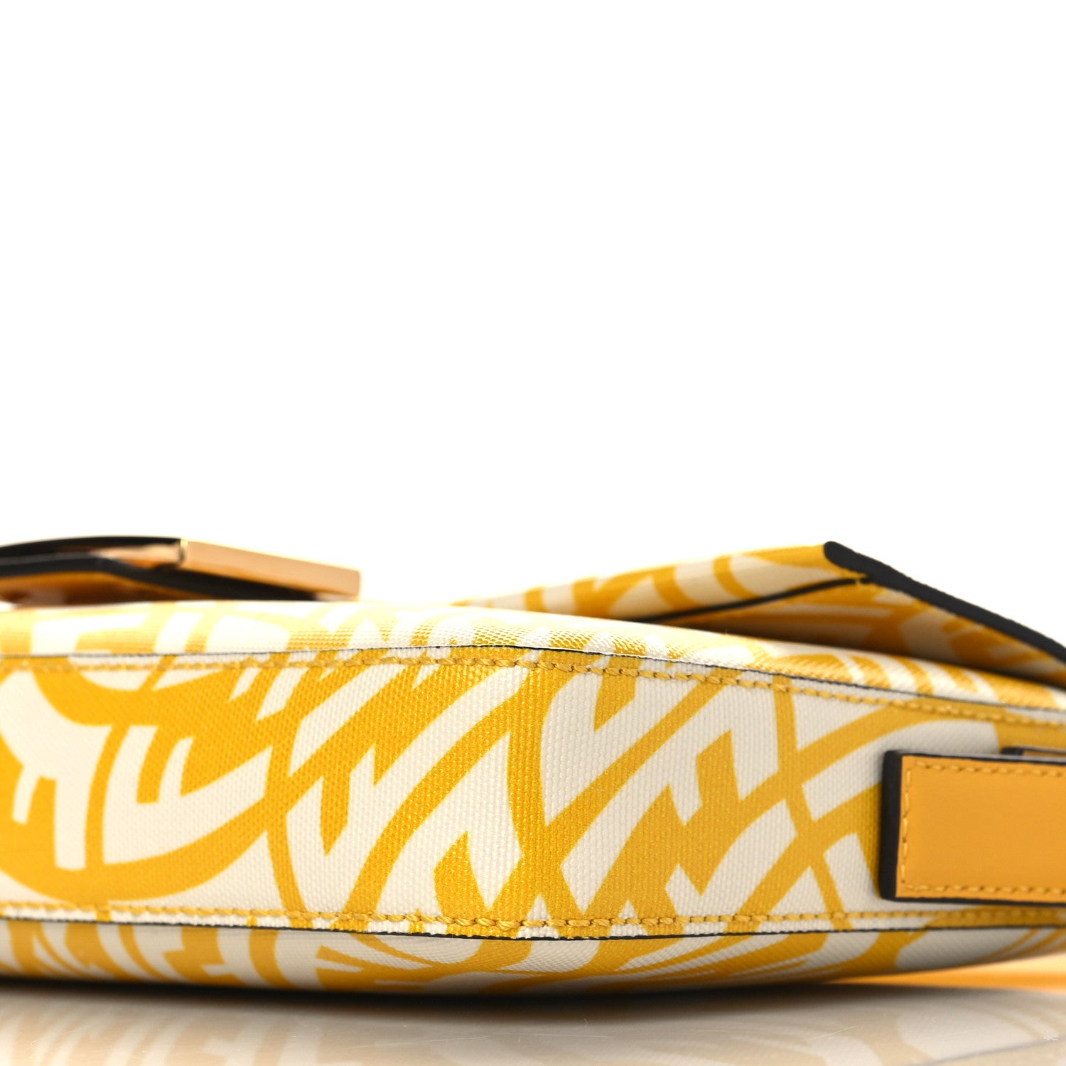 Fendi X SARAH COLEMAN Glazed Canvas Vitello King FF Vertigo Baguette 1997 Mimosa White 9 of 9