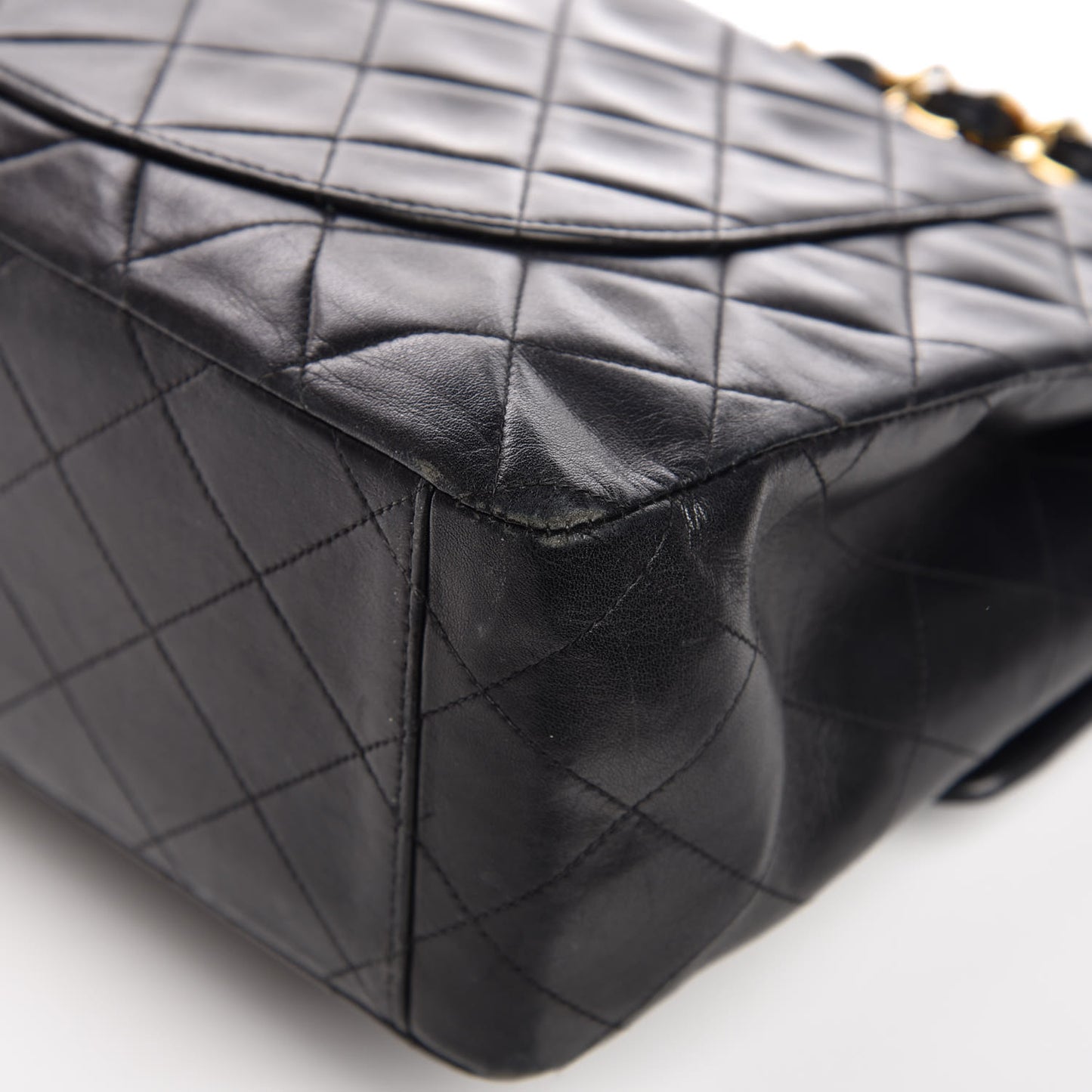 Lambskin Quilted XL Jumbo Single Flap Black