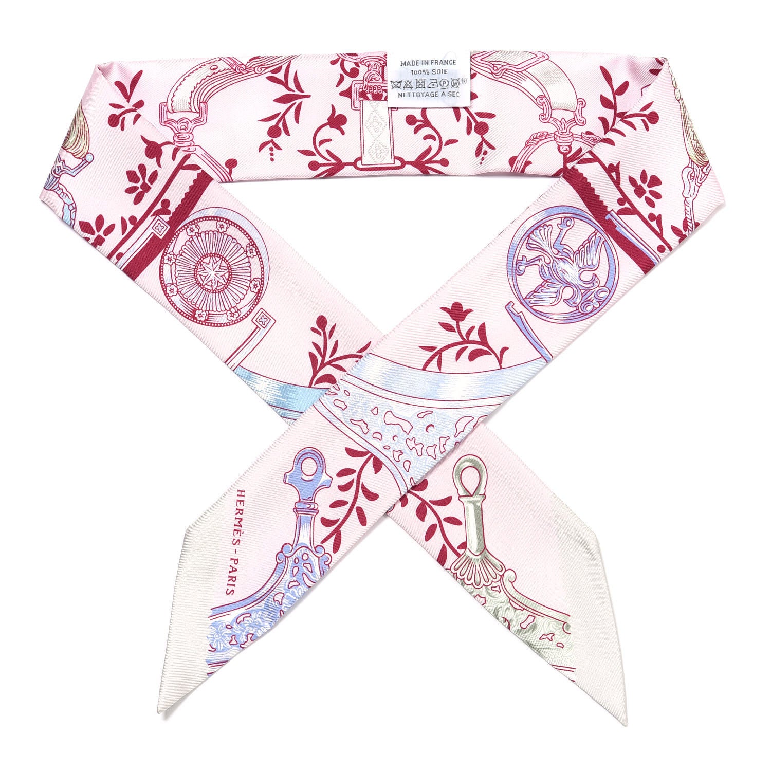 Hermes Silk Etriers Remix Twilly Rose Pale Bordeaux 1 of 4