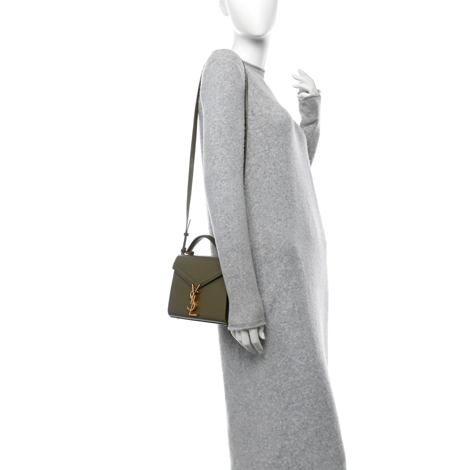 Saint Laurent Grain de Poudre Mini Classic Monogram Cassandra Top Handle Olive 2 of 11