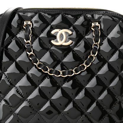Chanel Patent Quilted Shiny Coco Small Shopping Bag Black 8 of 11