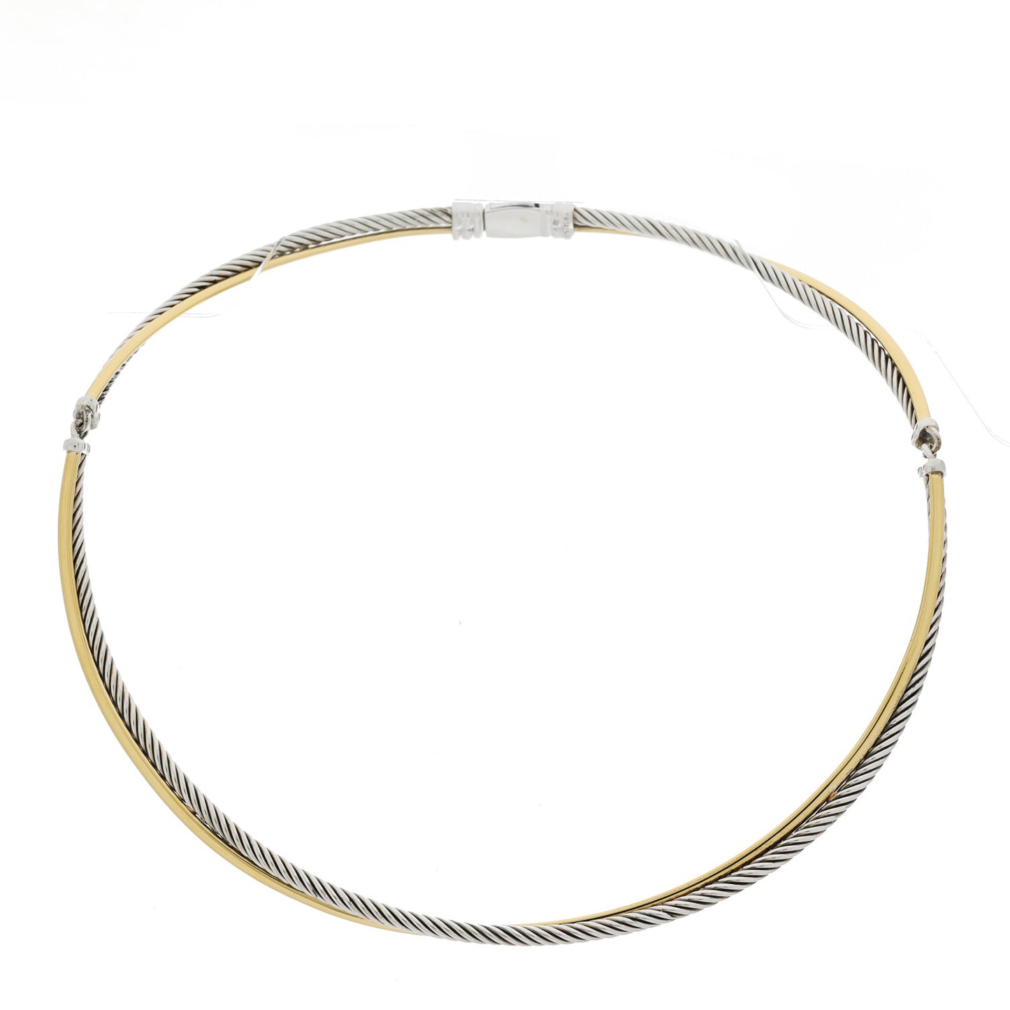 Sterling Silver 18K Yellow Gold Crossover Cable Choker Necklace