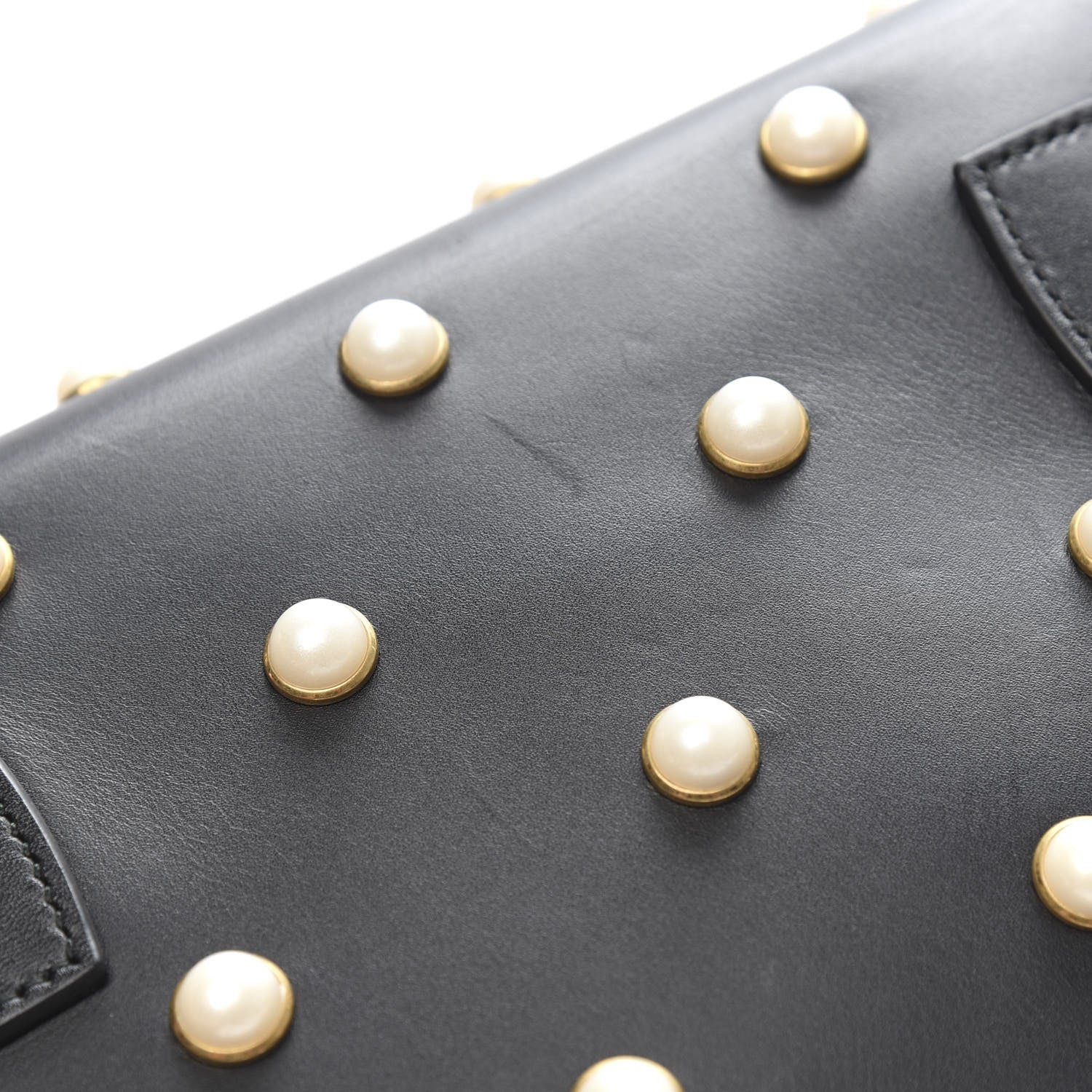 Gucci Nappa Pearl Studded Mini Queen Margaret Broadway Shoulder Bag Black 10 of 12