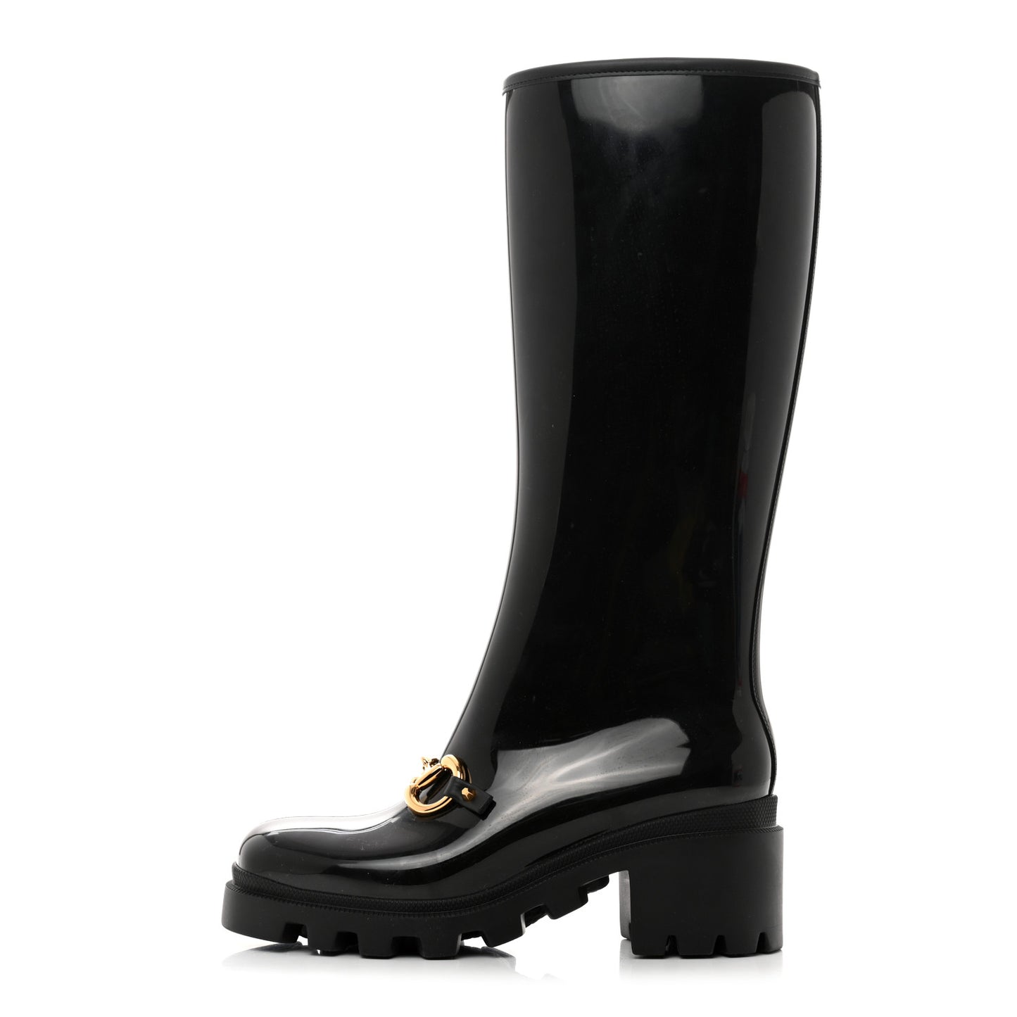 Rubber Horsebit Knee High Boots 39 Black