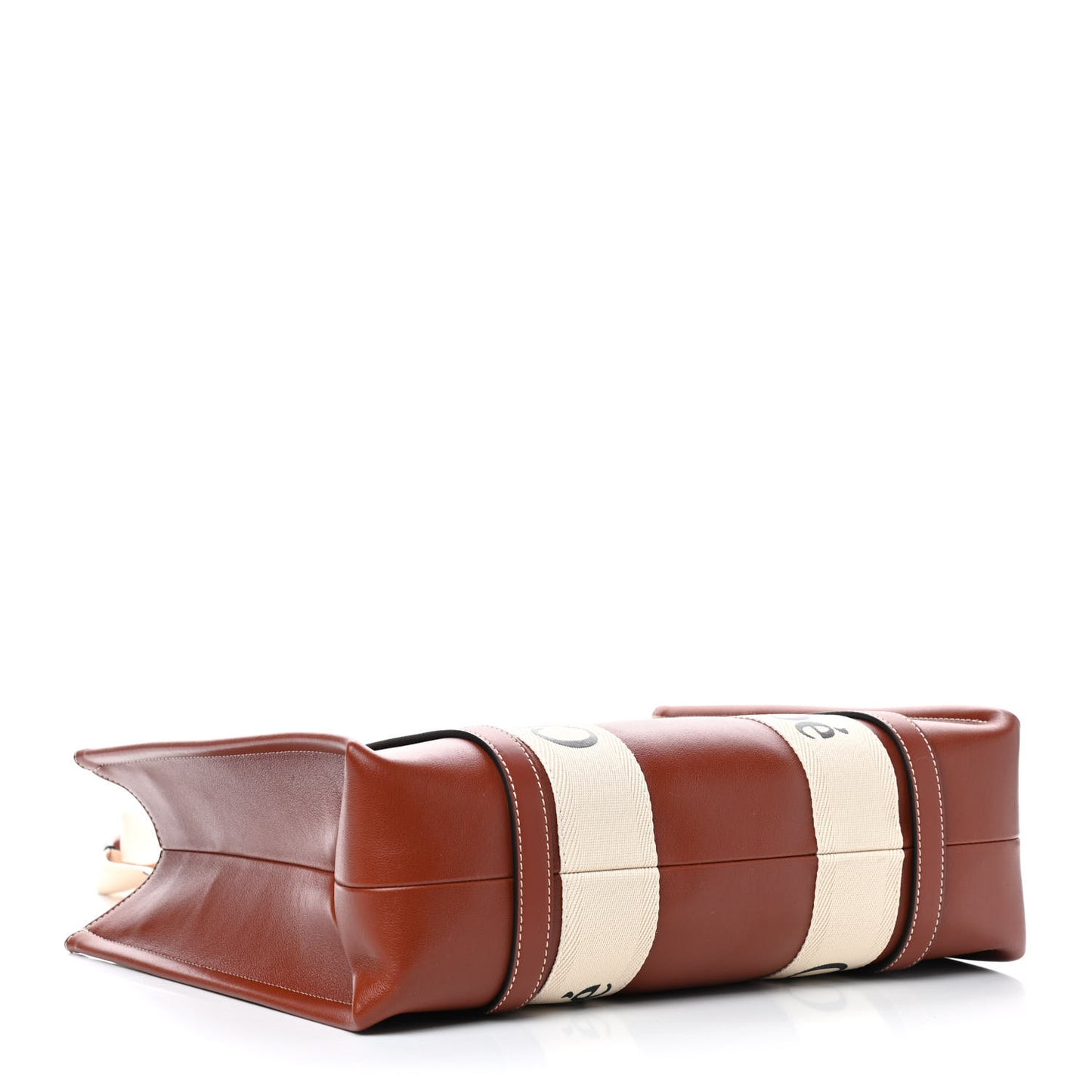 Calfskin Medium Woody Ribbon Tote Sepia Brown