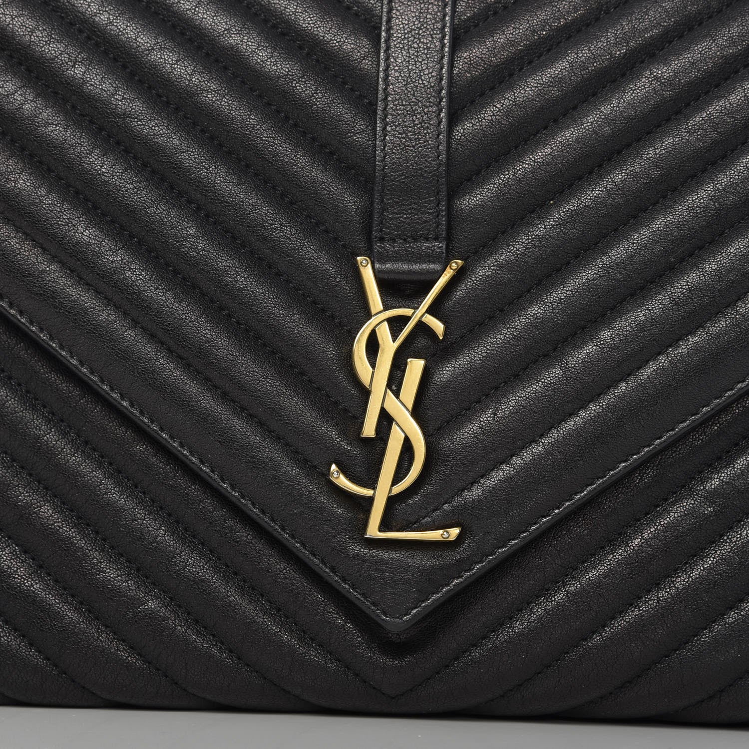 Saint Laurent Sheepskin Matelasse Chevron Monogram Large College Satchel Black 13 of 13