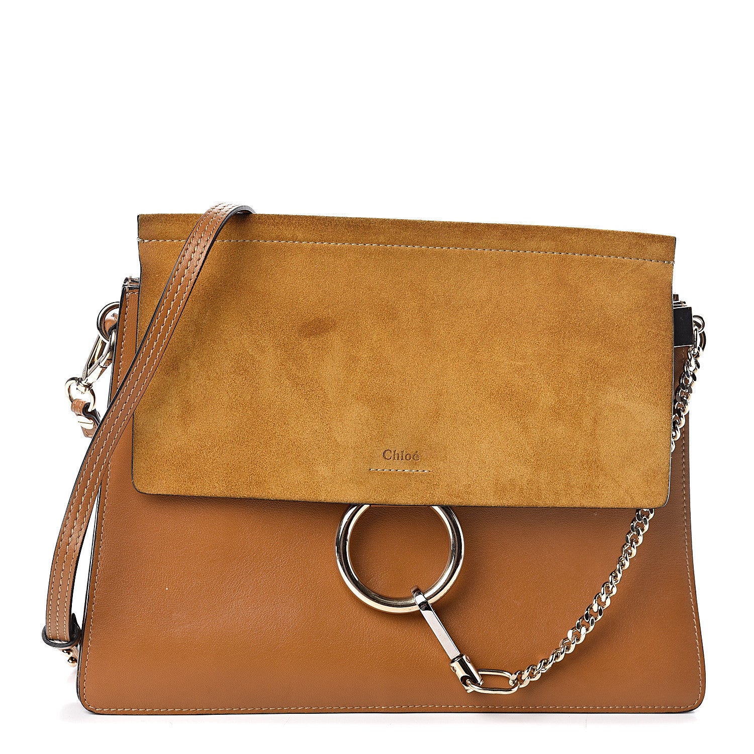 Chloe Suede Calfskin Medium Faye Shoulder Bag Mustard Brown 1 of 12