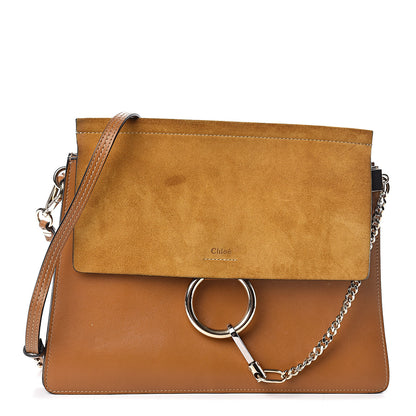 Chloe Suede Calfskin Medium Faye Shoulder Bag Mustard Brown 1 of 12