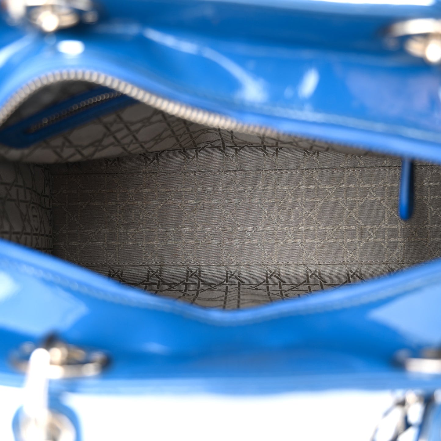 Patent Cannage Large Lady Dior Blue