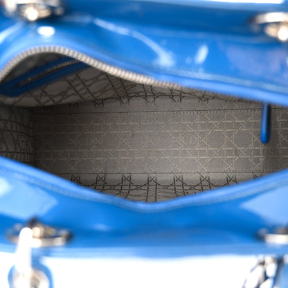 Christian Dior Patent Cannage Large Lady Dior Blue 5 of 13