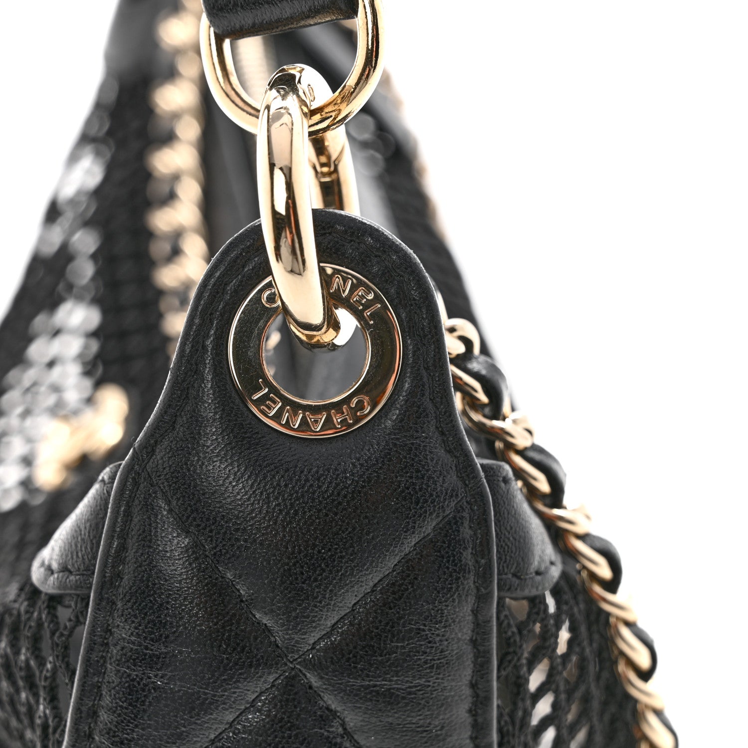 Chanel Mesh Shiny Lambskin Chain Hobo Black 13 of 13
