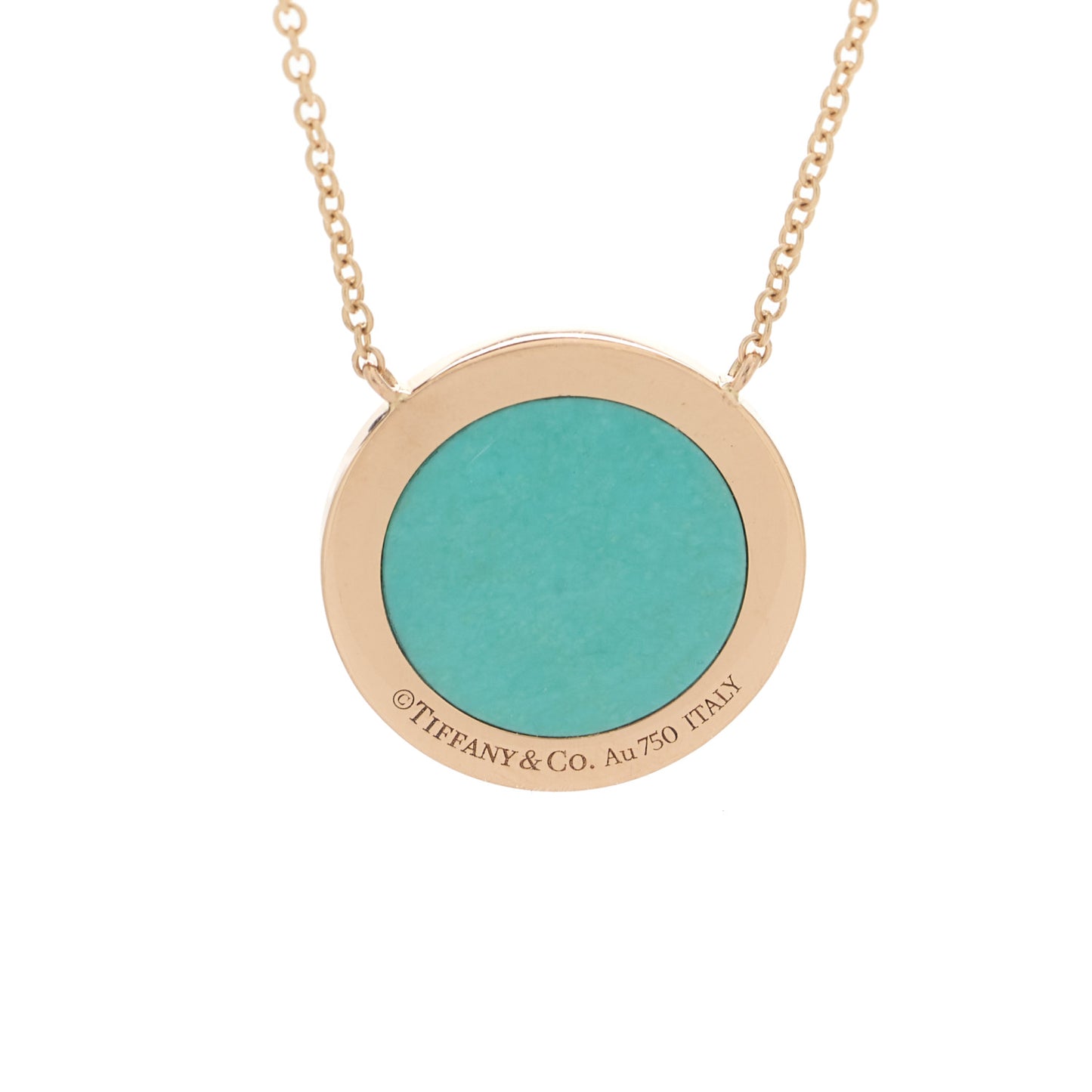 18K Rose Gold Turquoise T Circle Pendant Necklace