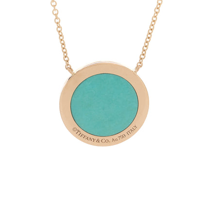 Tiffany 18K Rose Gold Turquoise T Circle Pendant Necklace 4 of 6