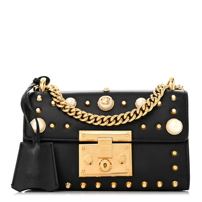 Gucci Calfskin Studded Small Padlock Shoulder Bag Black 1 of 12