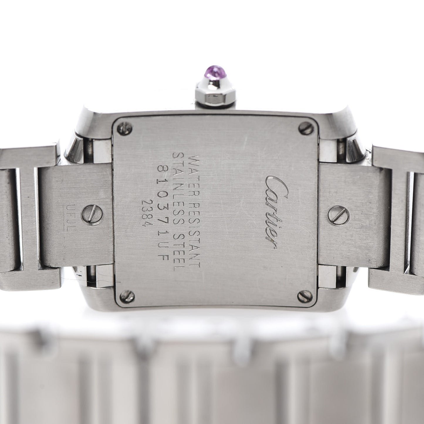 Stainless Steel Pink Mother of Pearl 20mm Tank Francaise Quartz Watch