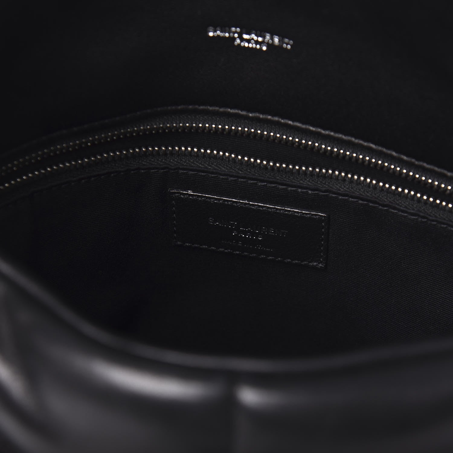 Saint Laurent Lambskin Quilted Medium Loulou Puffer Monogram Chain Satchel Black 8 of 9