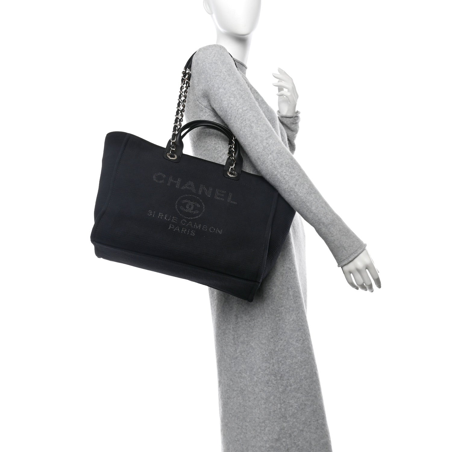 Chanel Mixed Fibers Medium Deauville Black 2 of 12