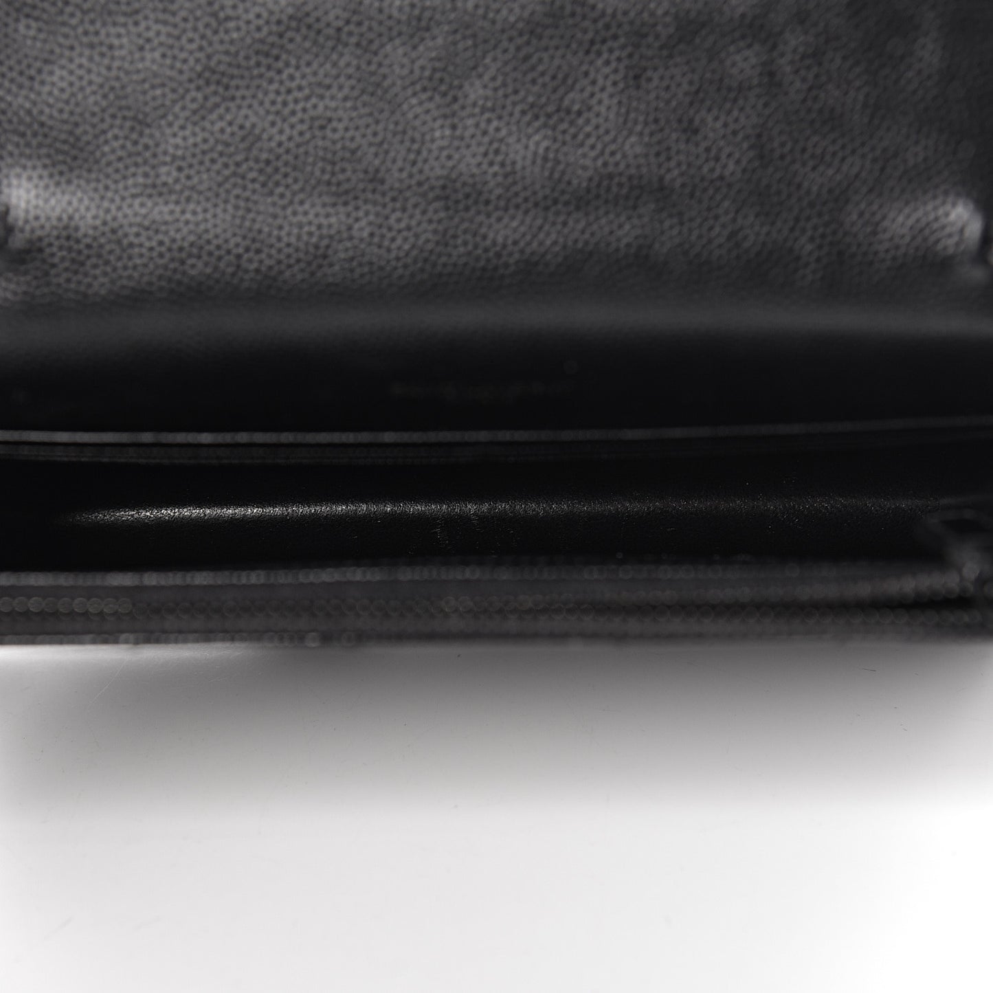 Grain De Poudre Matelasse Chevron Monogram Envelope Chain Wallet Black