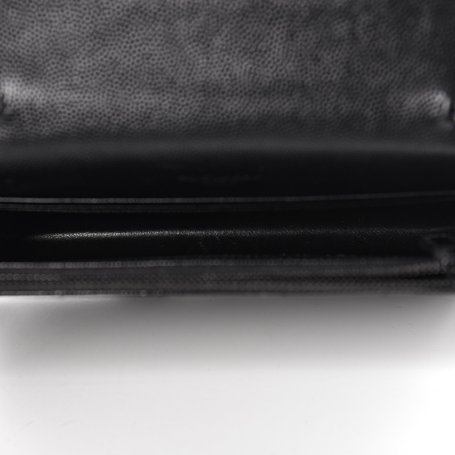 Saint Laurent Grain De Poudre Matelasse Chevron Monogram Envelope Chain Wallet Black 5 of 16